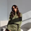 Сет от фино плетиво Comfy Olive Green - Thumbnail Image 2