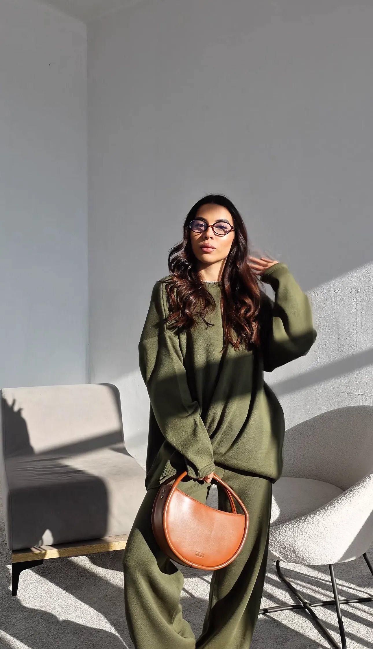 Сет от фино плетиво Comfy Olive Green - Image 4