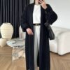 Дълга жилетка Cardigan Fluffy Black - Thumbnail Image 1