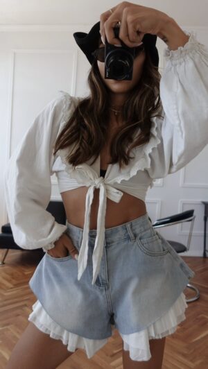 Деним панталонки Ruffle Edge