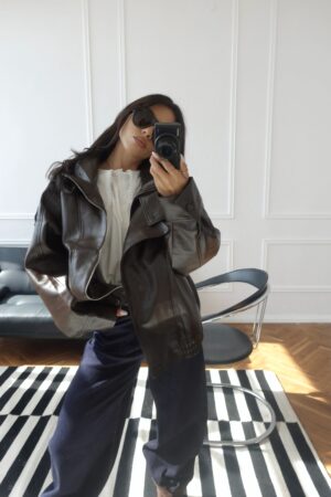Oversize яке от еко кожа •I’m not basic• Brown