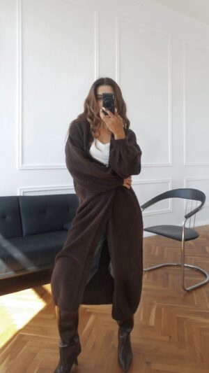 Дълга жилетка •Cardigan Soft• Dark Chocolate