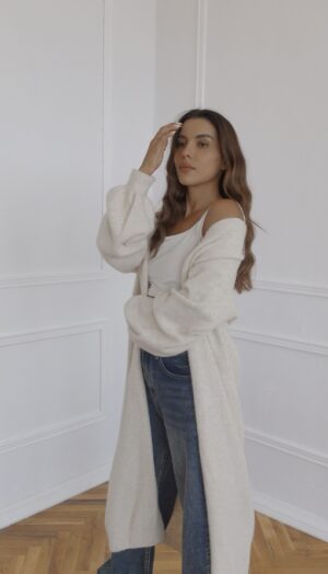 Дълга жилетка •Cardigan Soft• Nude