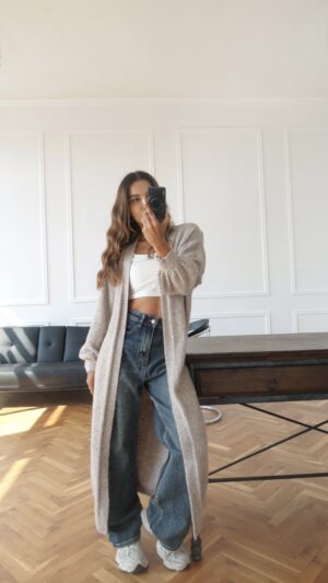 Дълга жилетка •Cardigan Soft• Stone