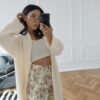 Ecru Knitted Cardigan - Thumbnail Image 2